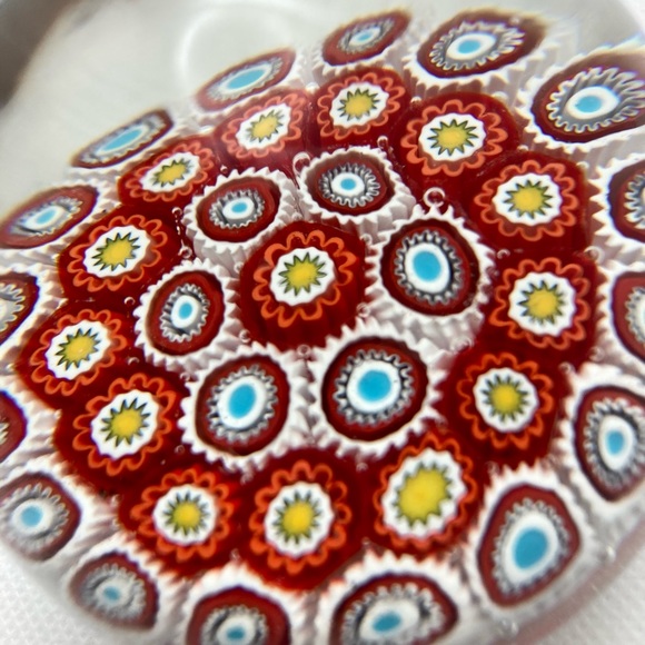 Quality Millefiori Glass Paper Weight, Heavy Glass, Murano Style Polished Base - Picture 4 of 7